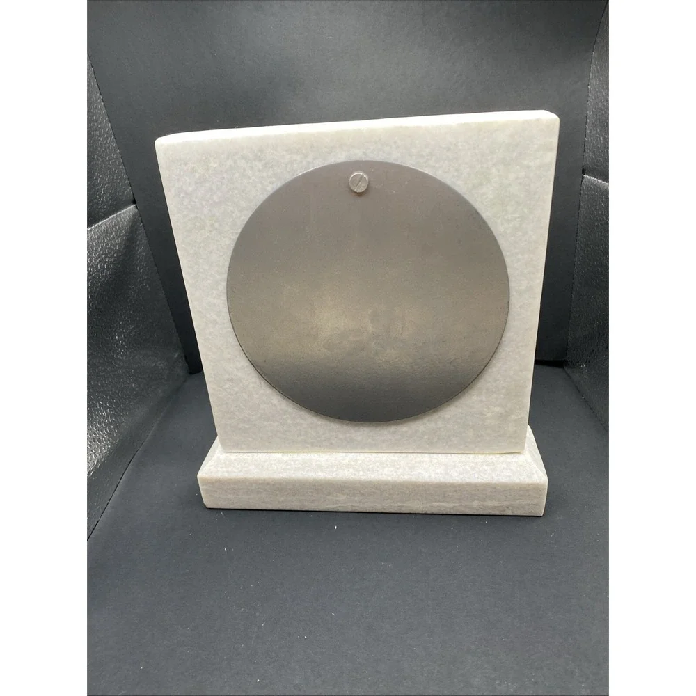 White‎ Marble Mantle Desk Clock Alabaster Heavy Works